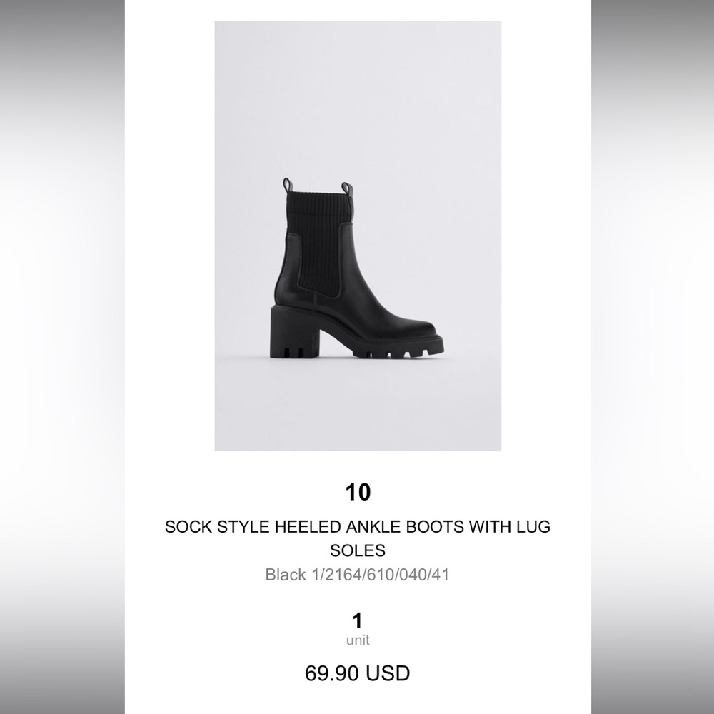 SOCK STYLE HEELED ANKLE BOOTS WITH LUG SOLES - Picture 2 of 7